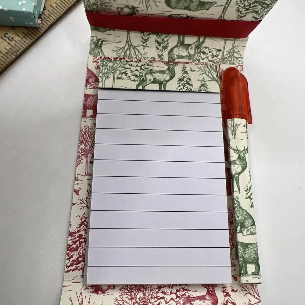 Handmade Christmas Holiday Notes Notepad W/ Little‎ Pen Great Stocking Stuffer